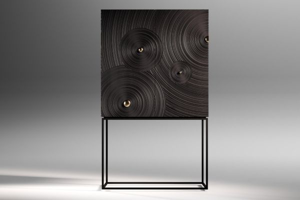 Double-door high cabinet wooden furniture by pop-up cabinet door design